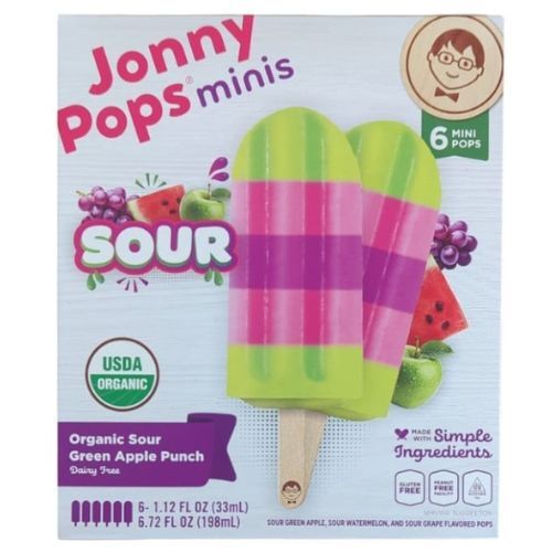 PEACH JOHN - poppo Jonny Pops Usda Organic Sour Green Apple Punch, 6 Ct